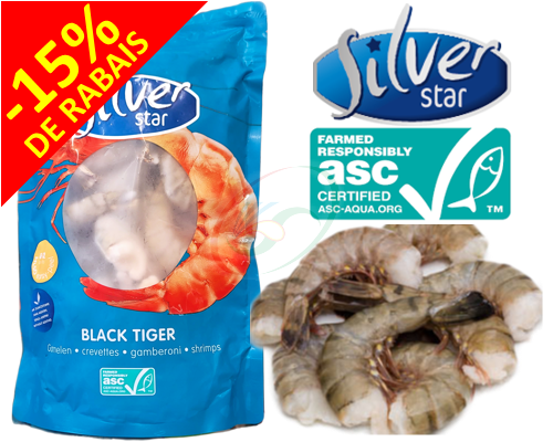 Crevettes Black Tiger HLSO 8-12 "SILVER STAR"