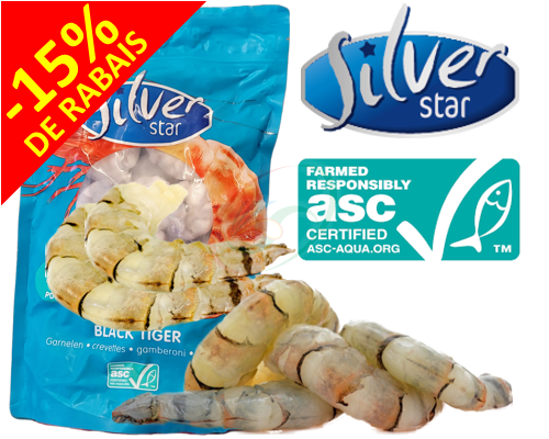 Crevettes Black Tiger PD 41-50 "SILVER STAR" ASC