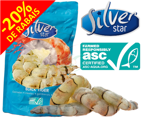Crevettes Black Tiger PD 8-12 "SILVER STAR" ASC