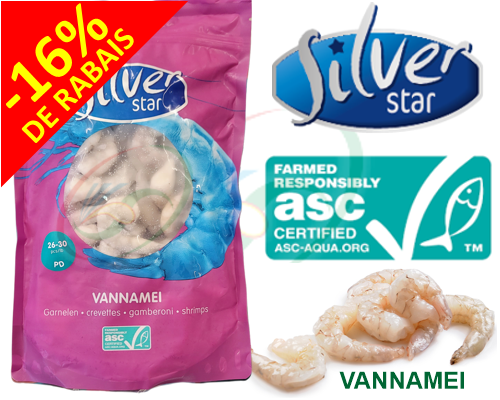 Crevettes Vannamei PD 26-30 "SILVER STAR" ASC