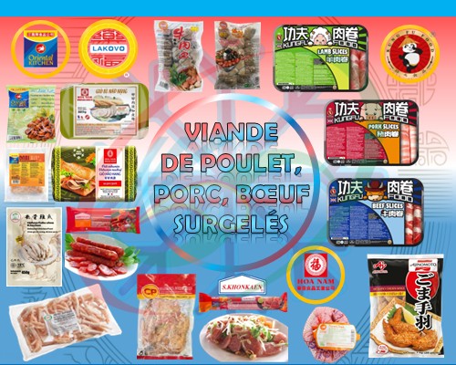Viande Poulet, Porc & Boeuf surgelés